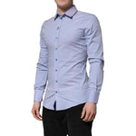 Dolce & Gabbana Blue Cotton SICILIA Long Sleeves Dress Shirt TSH906772-37