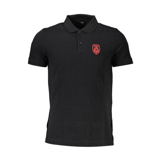 Cavalli Class Black Cotton Men Polo Shirt CA-37850-M