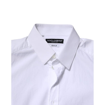 Dolce & Gabbana White Cotton GOLD Long Sleeves Dress Shirt