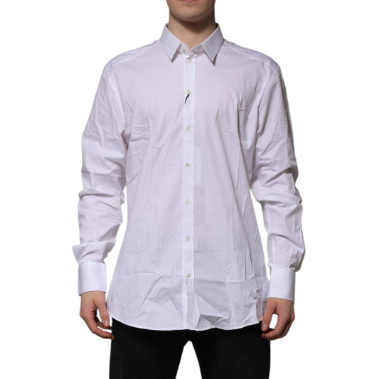 Dolce & Gabbana White Cotton GOLD Long Sleeves Dress Shirt TSH906944-43
