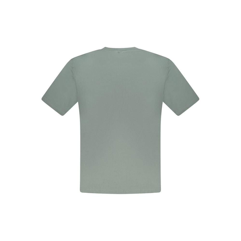 Back view of North Sails Green Cotton Men T-Shirt, showcasing short sleeves and crew neck design in vibrant green.