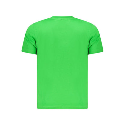 North Sails Green Cotton Men T-Shirt with statement print and logo, crew neck, 100% cotton, green color, modern fashion choice.