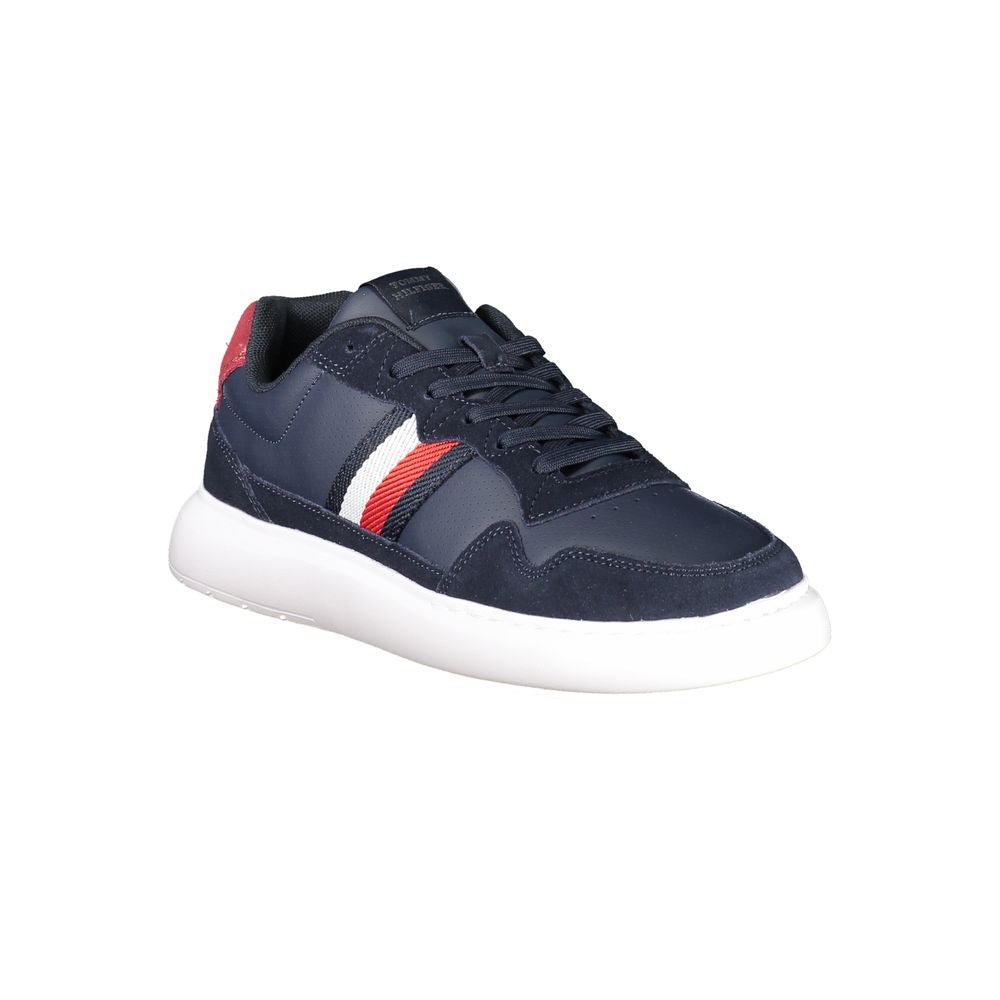 Tommy Hilfiger Blue Leather Men Sneaker with iconic branding and stylish design.