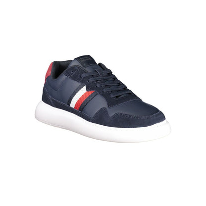 Tommy Hilfiger Blue Leather Men Sneaker with iconic branding and stylish design.