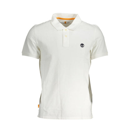 Alt Tag: Timberland White Cotton Men Polo Shirt with two-button placket and embroidered logo, casual and semi-formal wear.