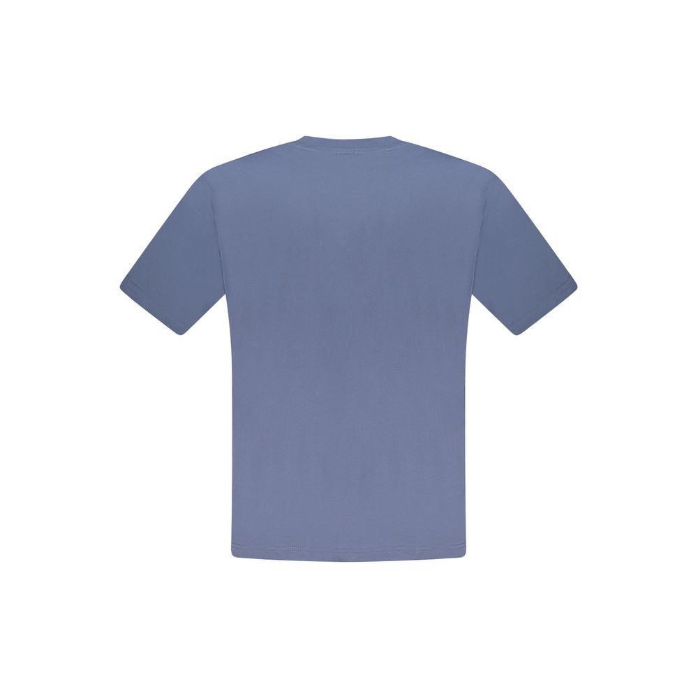 North Sails Blue Cotton Men T-Shirt, back view showcasing short sleeves and vibrant blue color with crew neck design.