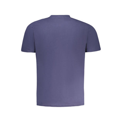 North Sails Blue Cotton Men T-Shirt rear view displaying crew-neck and short sleeves.