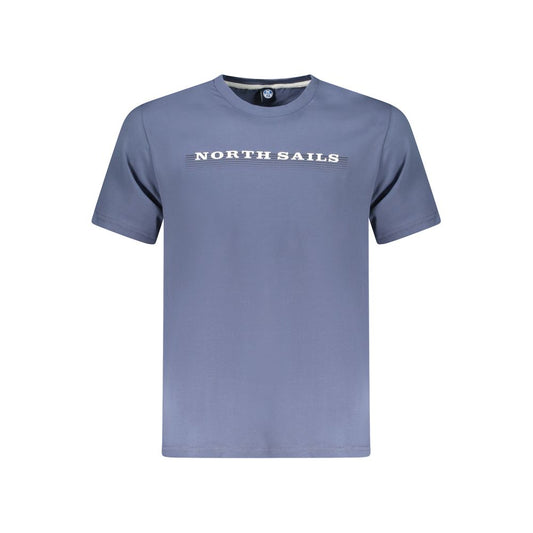 North Sails Blue Cotton Men T-Shirt with logo and crew neck