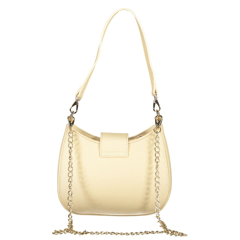 Chic Mario Valentino Beige Polyethylene Women Handbag with chain strap and removable handle, perfect for elegant and versatile styling.