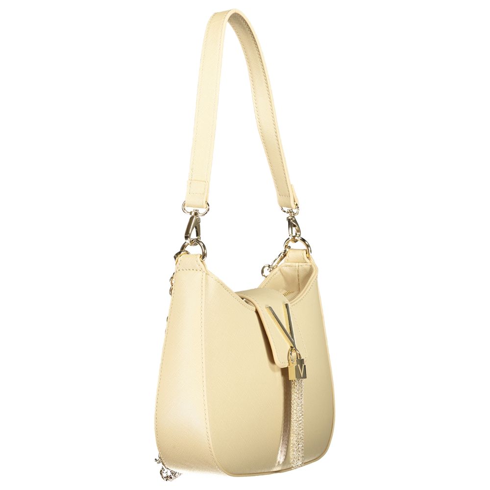 Chic Mario Valentino Beige Polyethylene Women Handbag with detachable strap and chain, perfect for elegant and versatile styling.