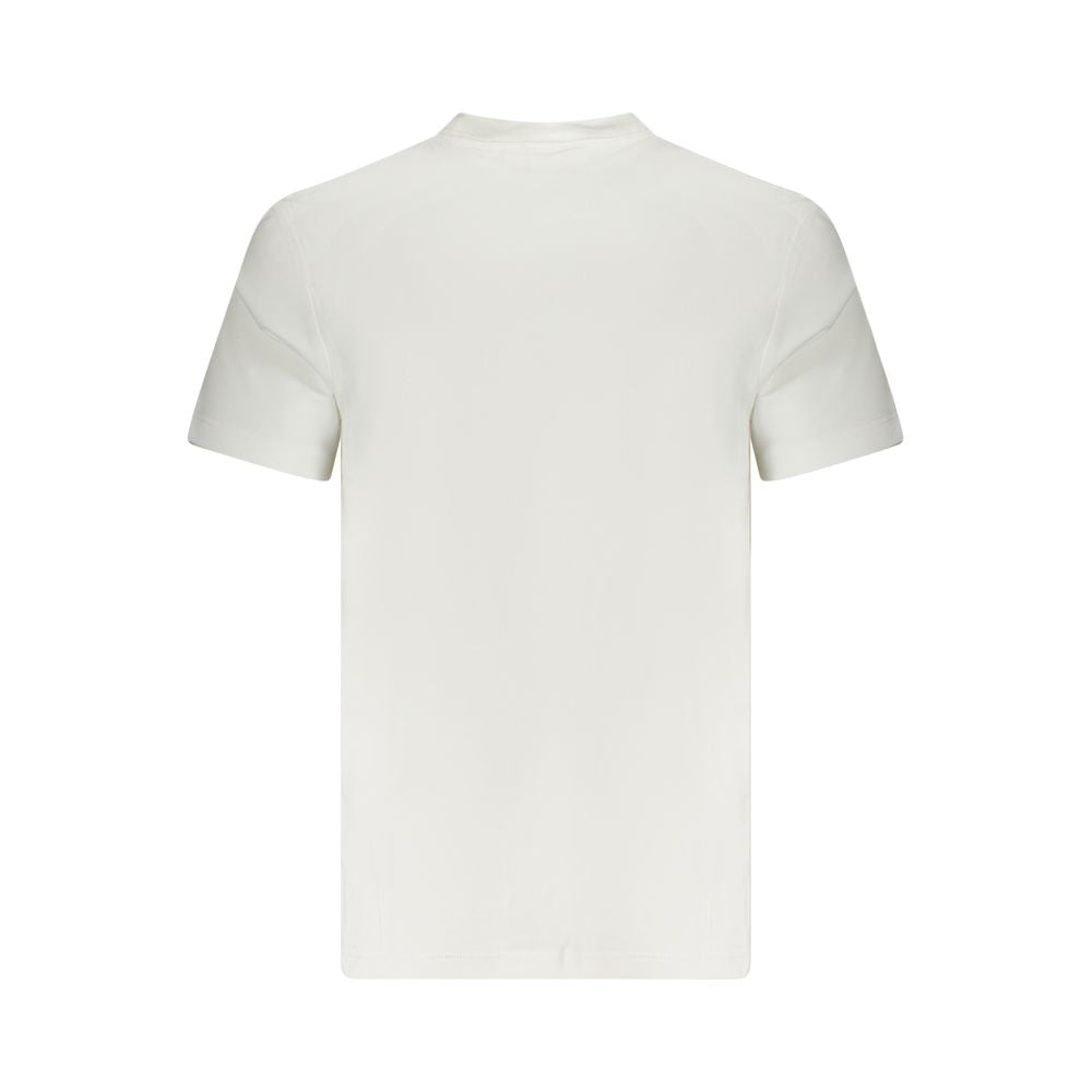 Calvin Klein White Cotton Men T-Shirt, back view showcasing high-quality fabric for casual style.