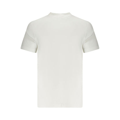 Calvin Klein White Cotton Men T-Shirt, back view showcasing high-quality fabric for casual style.