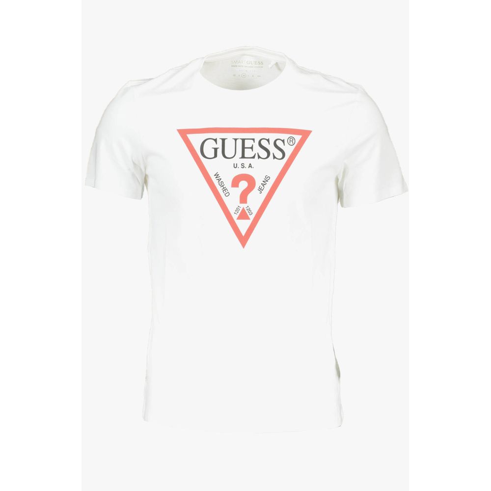 Guess Jeans White Cotton Men T-Shirt with iconic logo and bold design.