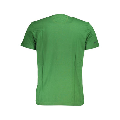 La Martina Green Cotton Men T-Shirt, stylish short sleeve crew neck in green, featuring signature print and logo for trendy casual wear.
