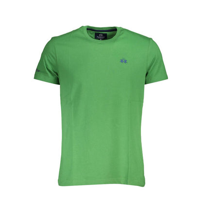La Martina Green Cotton Men T-Shirt with embroidery and logo