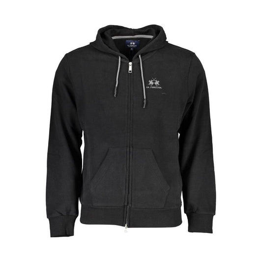La Martina Sleek Hooded Cotton Sweatshirt in Black LA-27725-L