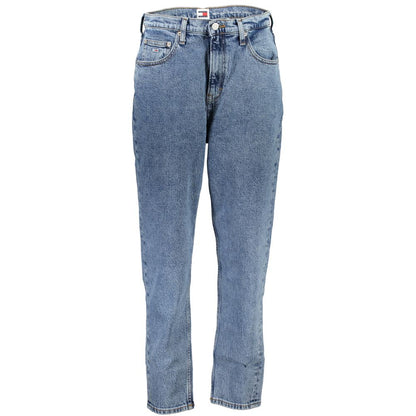 Tommy Hilfiger Blue Cotton Women Jeans featuring ultra high tapered MOM style with vintage and modern flair.
