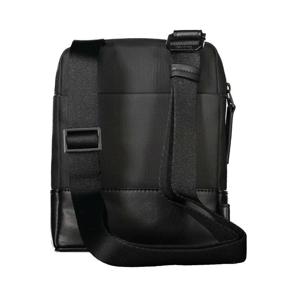 Calvin Klein Black Polyester Men Shoulder Bag with zip closure, perfect for modern style and practicality.