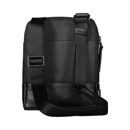 Calvin Klein Black Polyester Men Shoulder Bag with zip closure, perfect for modern style and practicality.