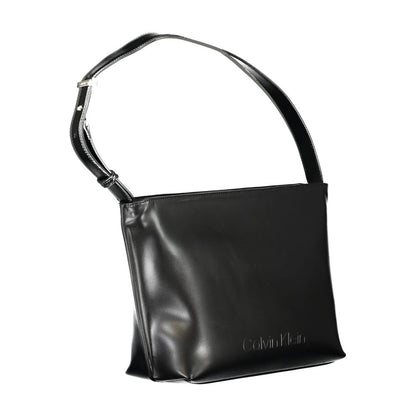 Calvin Klein Black Polyester Women Handbag with sleek design and iconic logo, crafted from recycled materials.