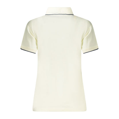Back view of North Sails White Cotton Women Polo Shirt with contrasting details and iconic logo, perfect for a trendy nautical-inspired look.