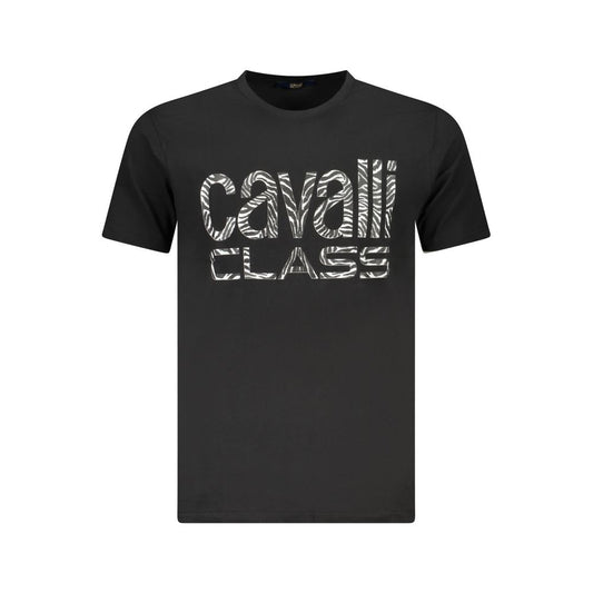 Cavalli Class Black Cotton Men T-Shirt CA-36678-L