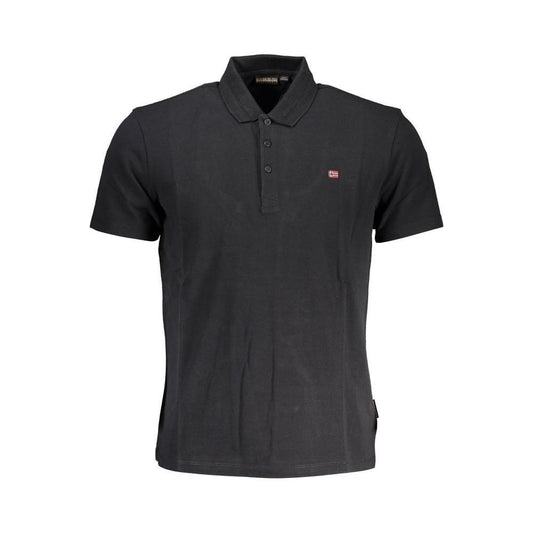 Napapijri Black Cotton Men Polo Shirt NA-36845-S