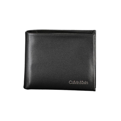 Calvin Klein Black Polyester Men Wallet with RFID-blocking, dual card compartments, and sleek design.