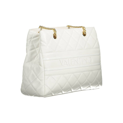 Mario Valentino White Polyethylene Women Handbag with chain handles, elegant design, and spacious compartments for stylish functionality.