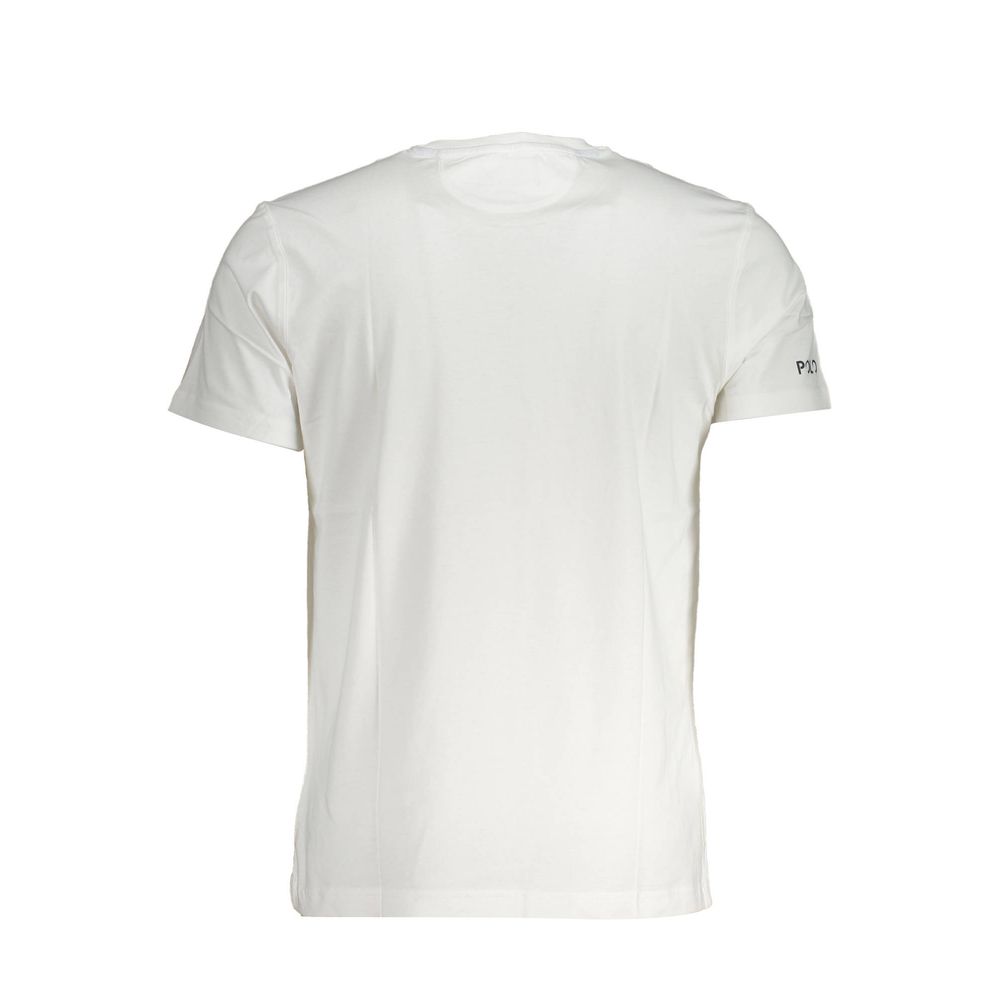 La Martina White Cotton Men T-Shirt back view with crew neck and short sleeves, featuring classic design and sophisticated style.