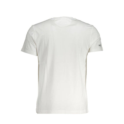 La Martina White Cotton Men T-Shirt back view with crew neck and short sleeves, featuring classic design and sophisticated style.