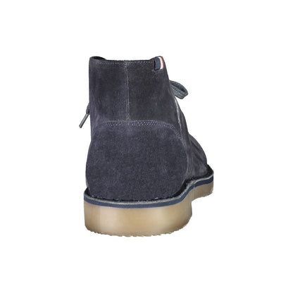 Rear view of U.S. POLO ASSN. Blue Leather Mens Ankle Boot, showcasing elegant design and high-quality craftsmanship.