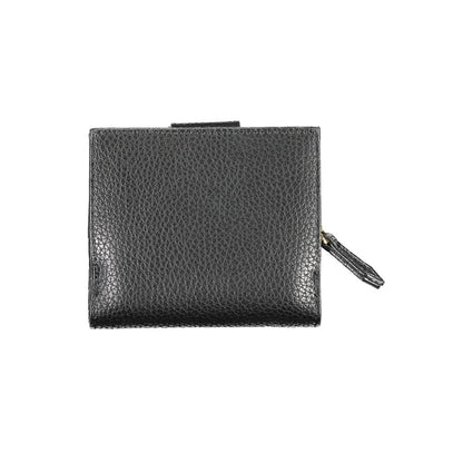 Mario Valentino Black Polyethylene Women Wallet in black with zip coin purse