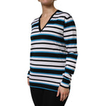 Dolce & Gabbana Multicolor Stripes Long Sleeves V-neck Top TSH87137-38