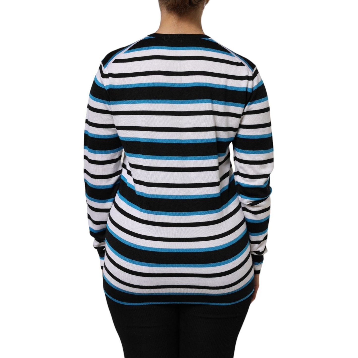 Dolce & Gabbana Multicolor Stripes Long Sleeves V-neck Top TSH87137-38