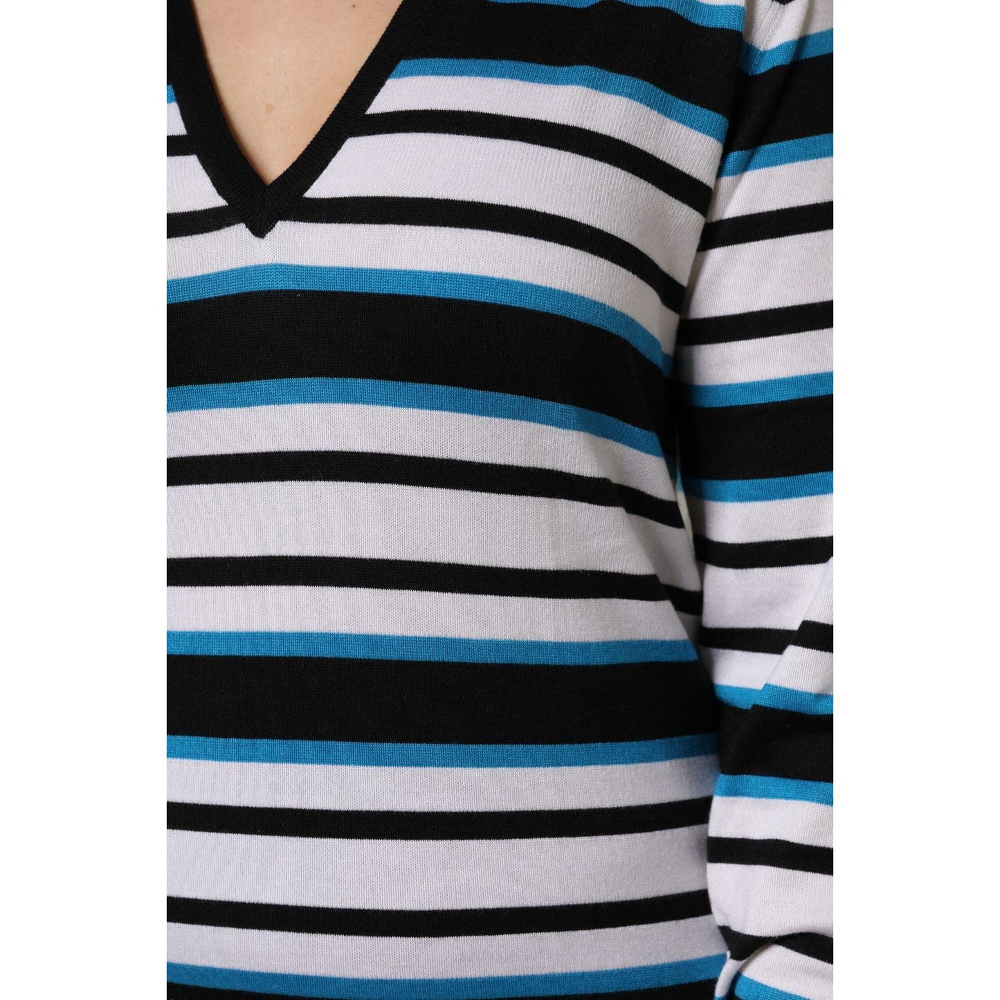 Dolce & Gabbana Multicolor Stripes Long Sleeves V-neck Top TSH87137-38