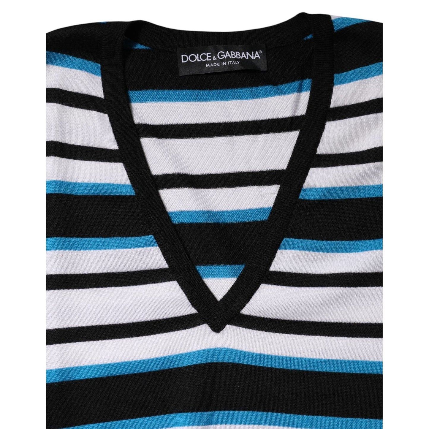 Dolce & Gabbana Multicolor Stripes Long Sleeves V-neck Top TSH87137-38