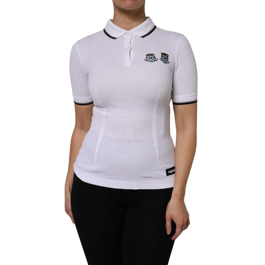 Dolce & Gabbana White Cotton Short Sleeves Collared Polo Top TSH87143-38