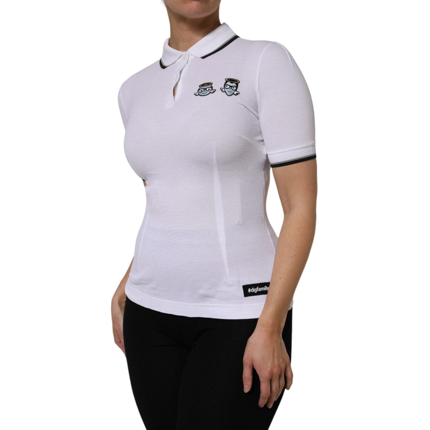 Dolce & Gabbana White Cotton Short Sleeves Collared Polo Top TSH87143-38