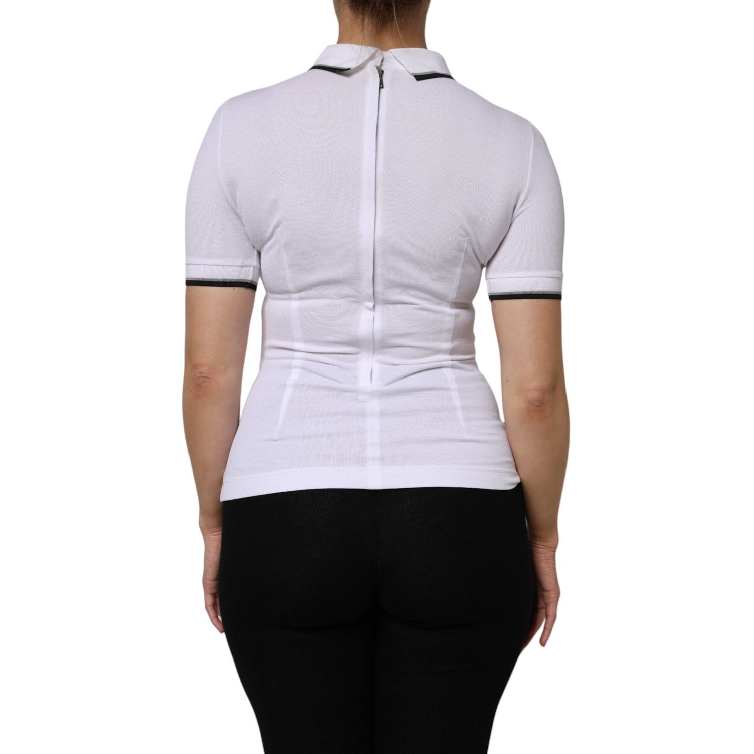 Dolce & Gabbana White Cotton Short Sleeves Collared Polo Top