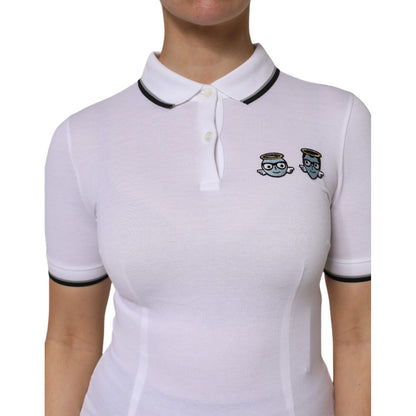 Dolce & Gabbana White Cotton Short Sleeves Collared Polo Top