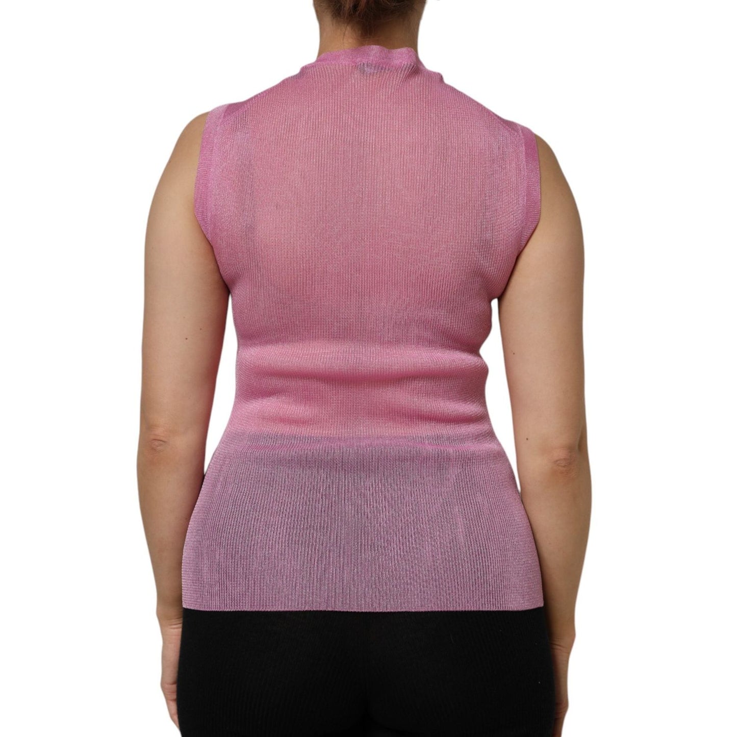 Dolce & Gabbana Pink Polyester Sleeveless Round Neck Tank Top TSH90665-44