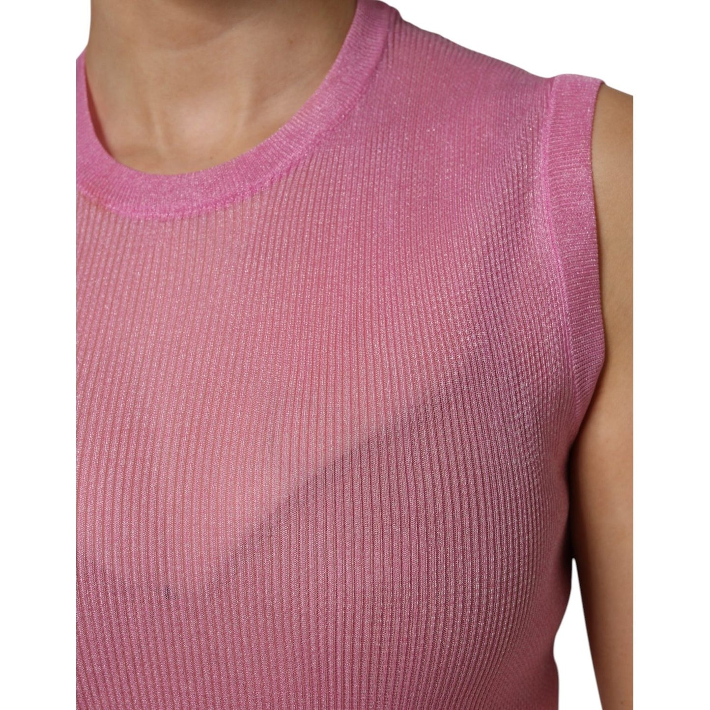 Dolce & Gabbana Pink Polyester Sleeveless Round Neck Tank Top TSH90665-44