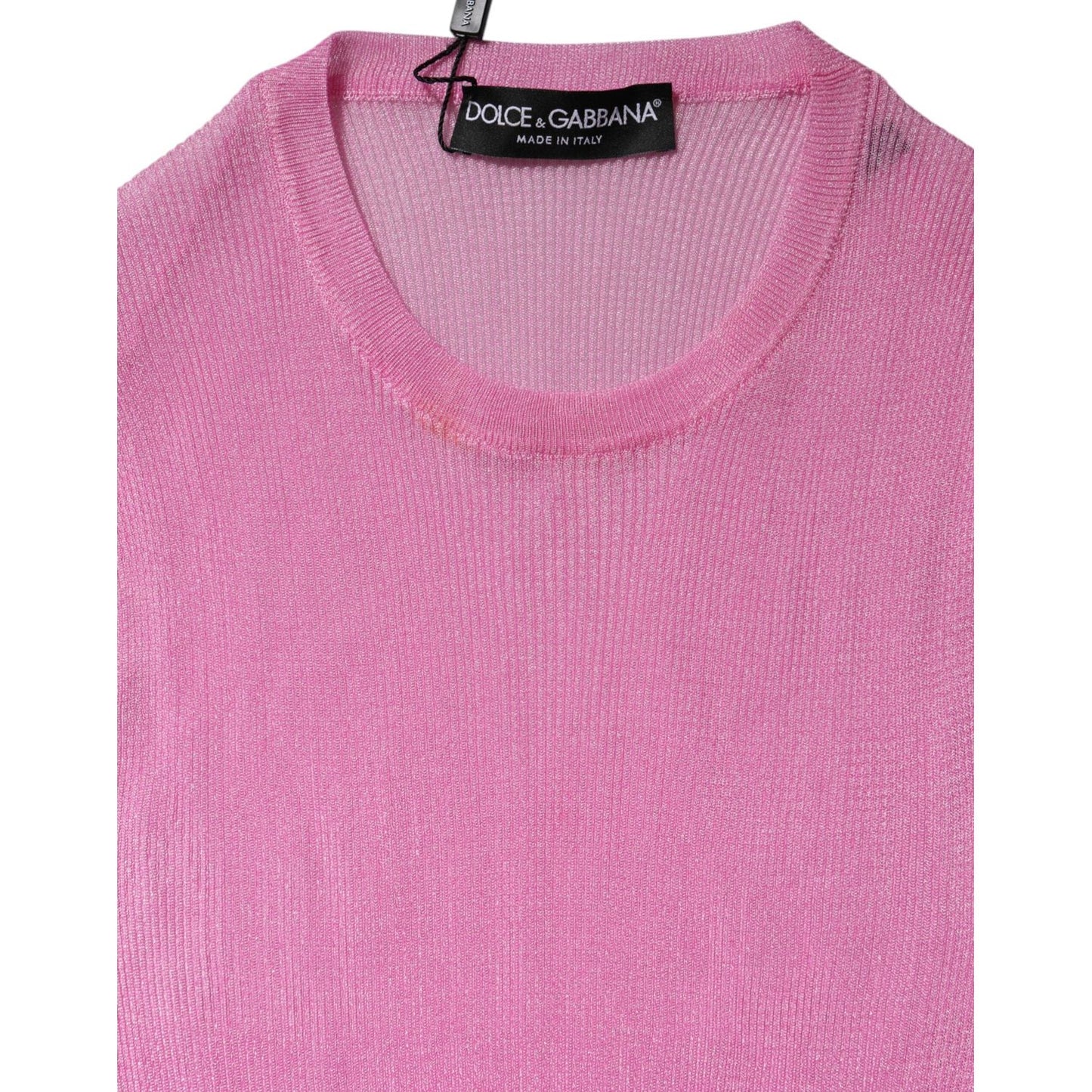 Dolce & Gabbana Pink Polyester Sleeveless Round Neck Tank Top TSH90665-44