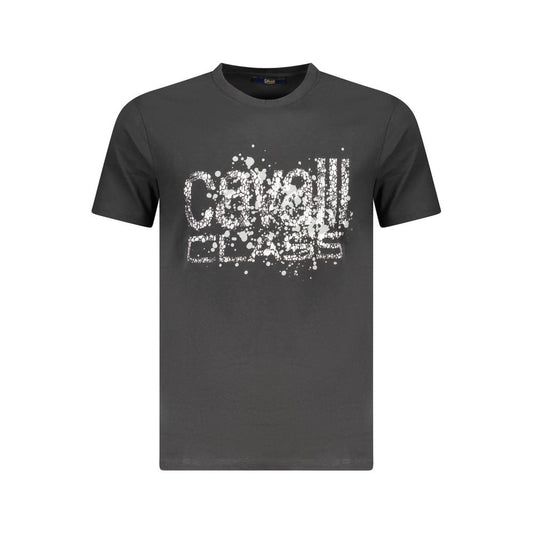 Cavalli Class Black Cotton Men T-Shirt CA-36709-M