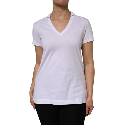 Dolce & Gabbana White Cotton Short Sleeve V-Neck Top T-shirt TSH878608-42