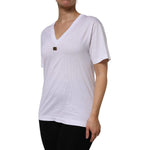 Dolce & Gabbana White Cotton Short Sleeve V-Neck Top T-shirt TSH878650-38