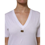 Dolce & Gabbana White Cotton Short Sleeve V-Neck Top T-shirt TSH878650-38