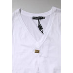 Dolce & Gabbana White Cotton Short Sleeve V-Neck Top T-shirt TSH878650-38