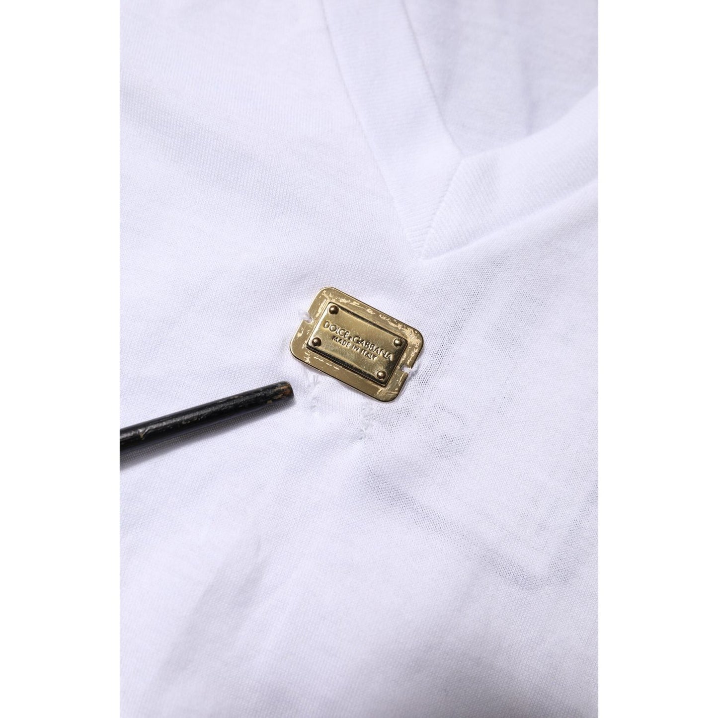 Dolce & Gabbana White Cotton Short Sleeve V-Neck Top T-shirt TSH878650-38
